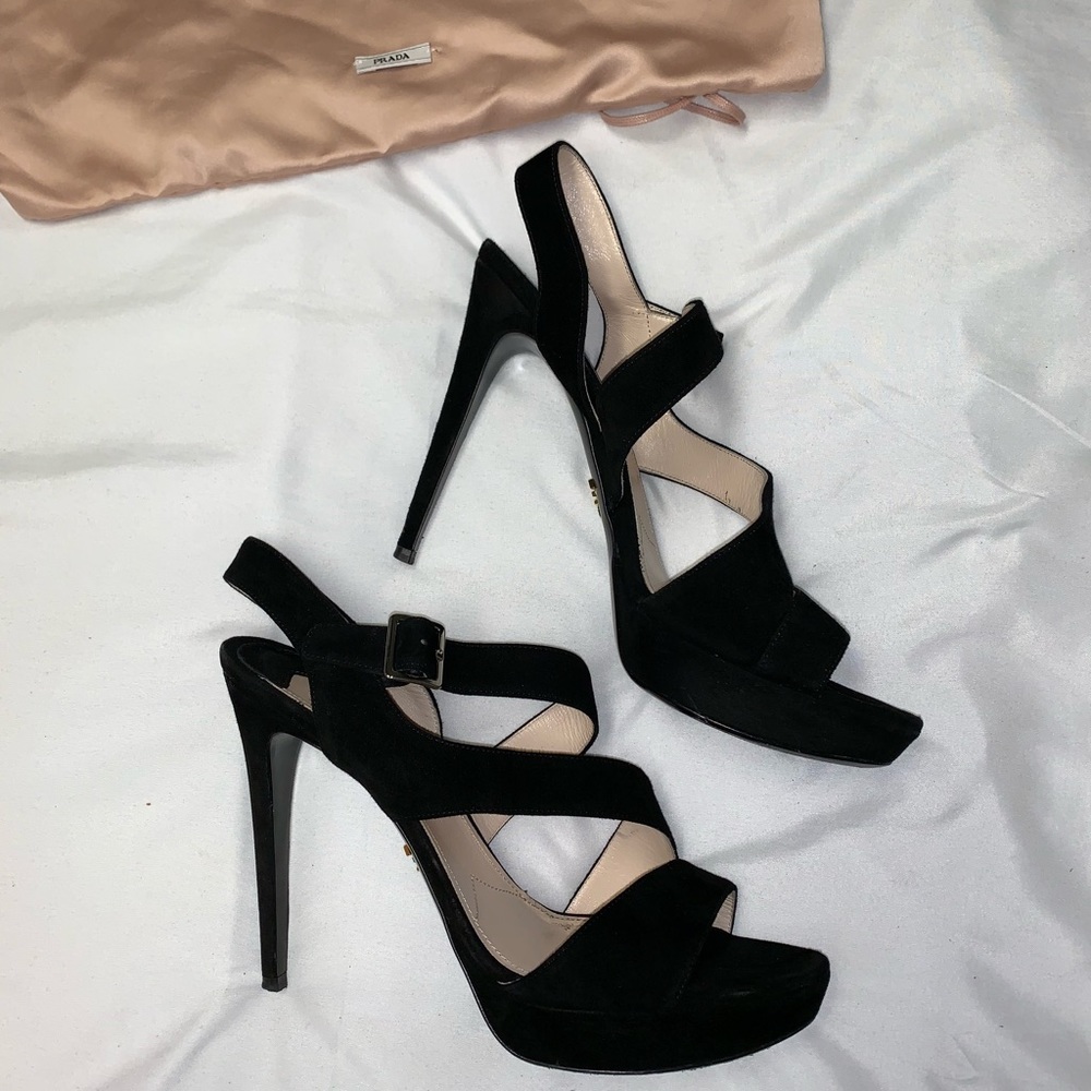 Prada suede straps platform heel